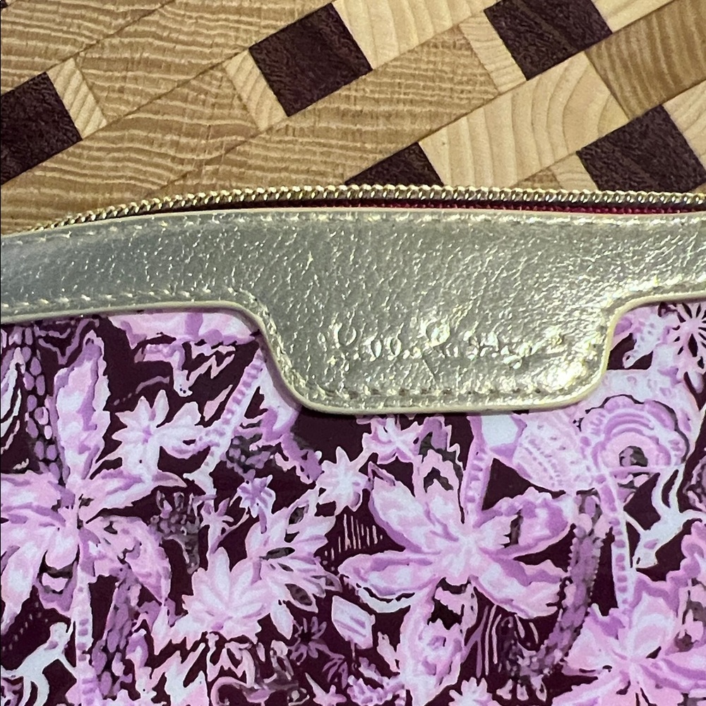 Lilly Pulitzer Purple and Gold Floral Cosmetic Bag - Picture 2 of 4